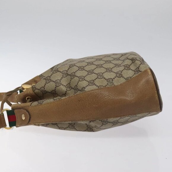 GUCCI GG Supreme Web Sherry Line Bag PVC Beige Red Green 72 02 034 Auth 117242 - Picture 4 of 16